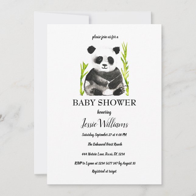 Panda Bear Baby Shower Black and White Nature Inbjudningar (Framsida)