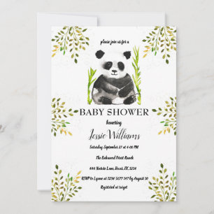 Panda Bear Baby Shower Greenery Nature Inbjudningar