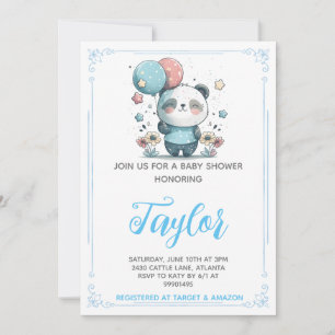 Panda Bear Baby Shower-inbjudan Inbjudningar