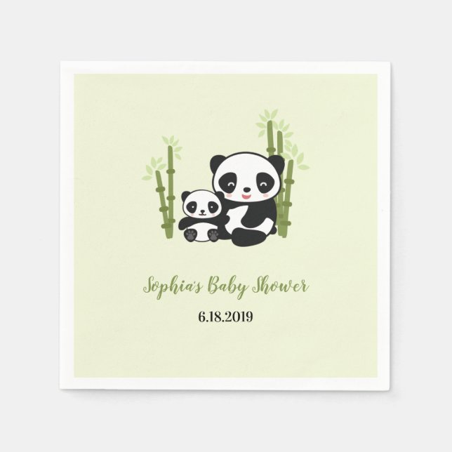 Panda Bear Baby Shower Napkin mamma och Baby Pappersservett (Framsidan)