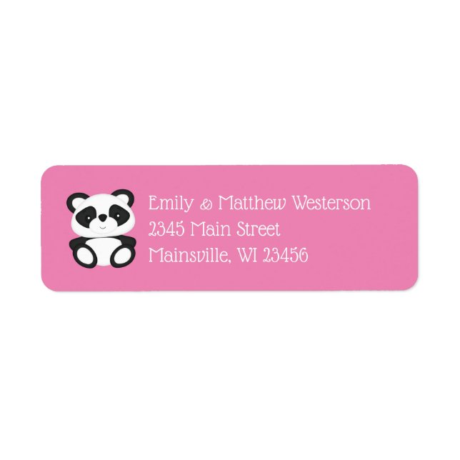 Panda Bear Baby Shower Returadress Etikett (Framsidan)
