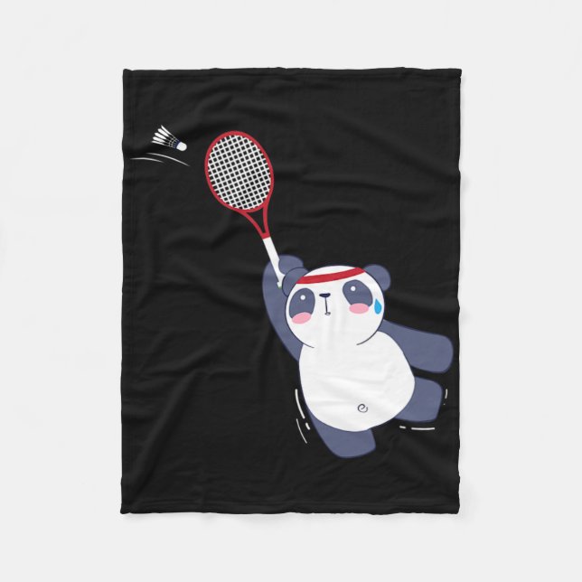 Panda Bear Badminton Player Singles Dubblas Ace An Fleecefilt (Framsidan)