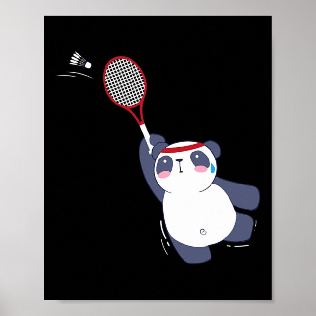 Panda Bear Badminton Player Singles Dubblas Ace An Poster (Framsidan)