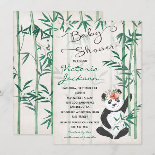 Panda Bear Bamboo Baby Shower-inbjudan Inbjudningar