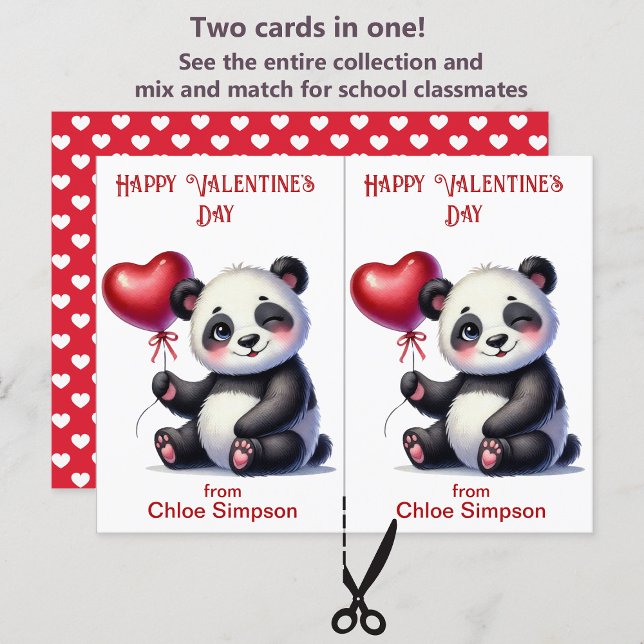 Panda Bear Barn Valentine Classroom Party Card Vykort (Skapare uppladdad)