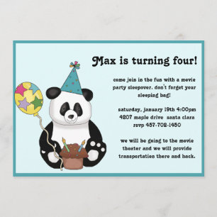 Panda Bear Birthday-inbjudan Inbjudningar