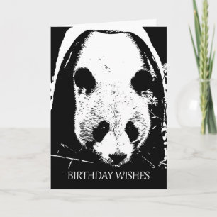 Panda Bear Birthday Önskemål i Black and White Kort
