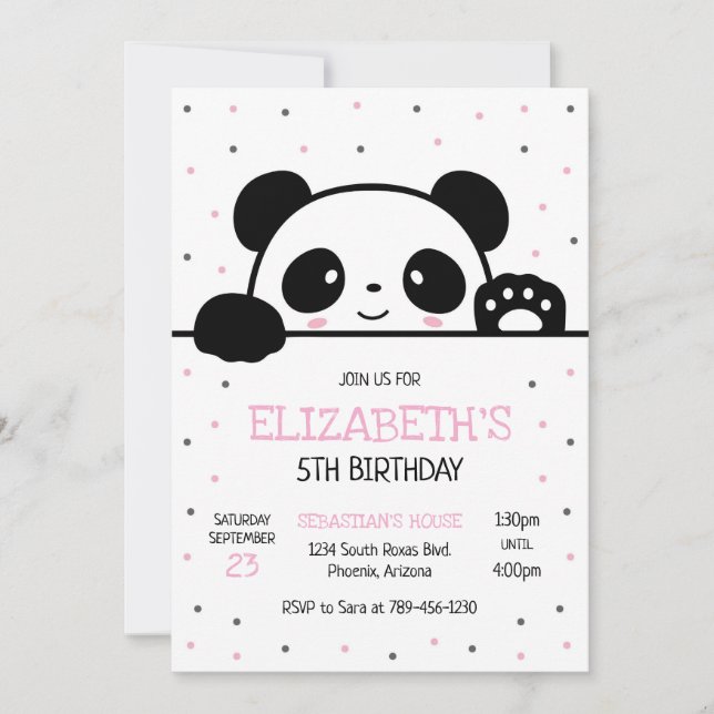 Panda Bear Birthday Party Invitation Inbjudningar (Framsida)