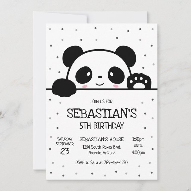 Panda Bear Birthday Party Invitation Inbjudningar (Framsida)