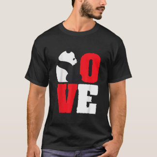 Panda Bear Black And White Panda Love T Shirt