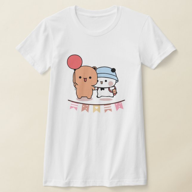 PANDA BEAR-, bubu- och dudu hugs-kärlek-ballong T Shirt (Laydown)