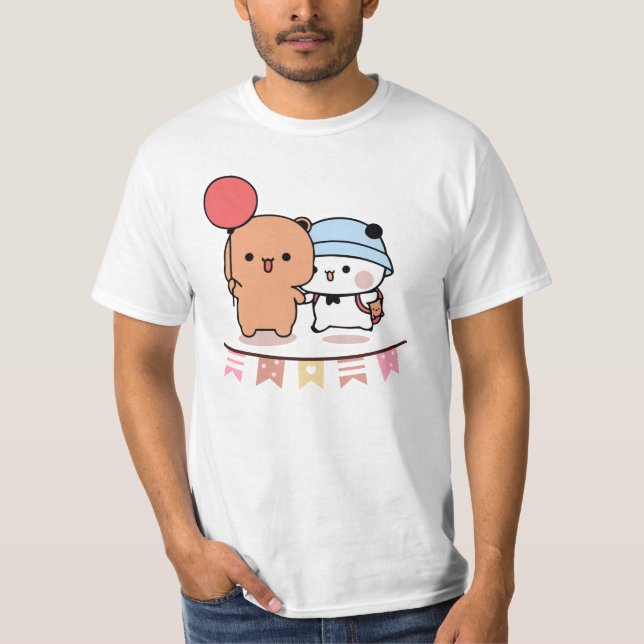 PANDA BEAR-, bubu- och dudu hugs-kärlek-ballong T Shirt (Framsida)