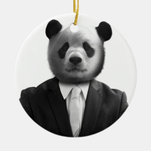 Panda Bear Business Kostym Julgransprydnad Keramik