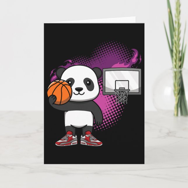 Panda Bear Bysketbyll Player Animal Lover Ringar D Kort (Framsida)