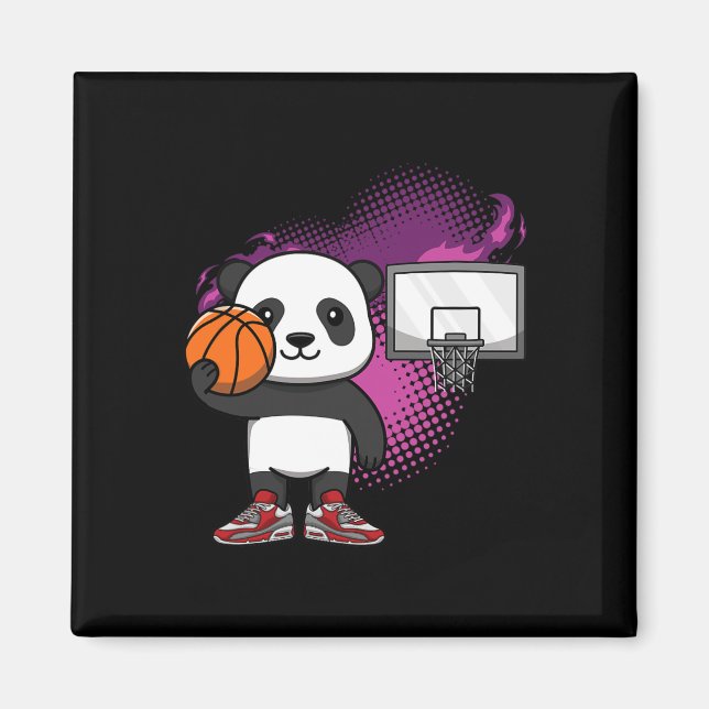 Panda Bear Bysketbyll Player Animal Lover Ringar D Magnet (Framsidan)