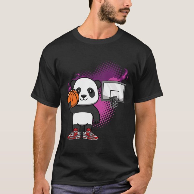 Panda Bear Bysketbyll Player Animal Lover Ringar D T Shirt (Framsida)