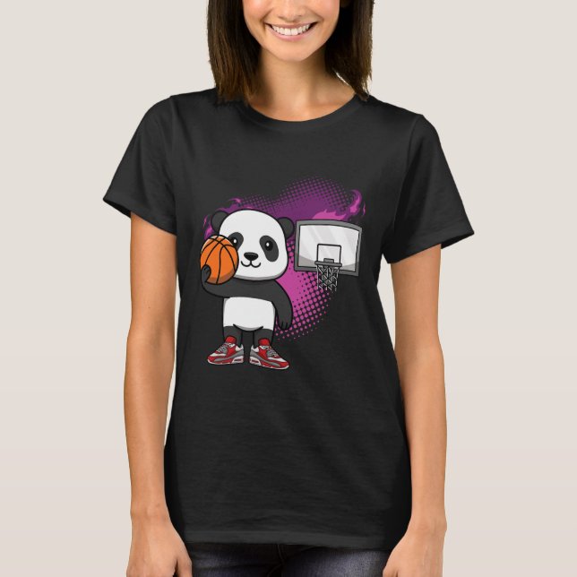 Panda Bear Bysketbyll Player Animal Lover Ringar D T Shirt (Framsida)