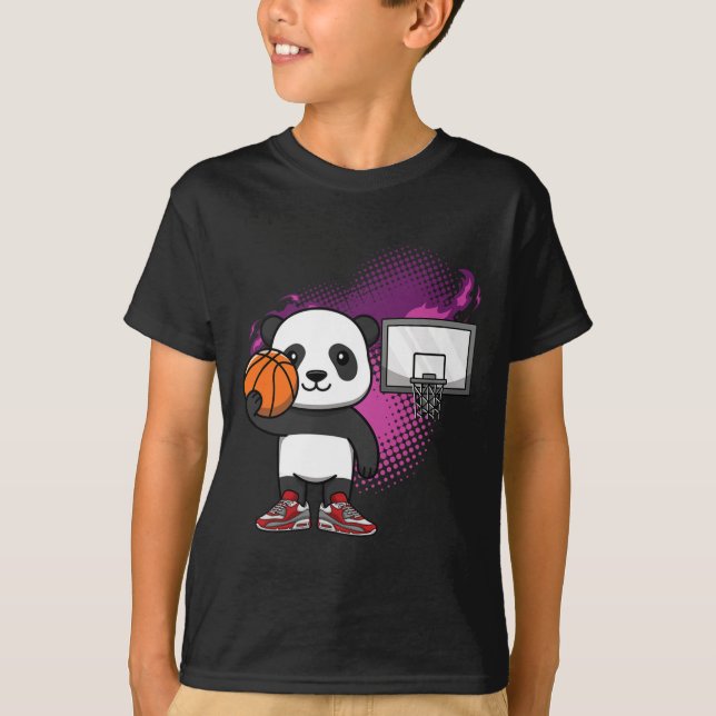 Panda Bear Bysketbyll Player Animal Lover Ringar D T Shirt (Framsida)