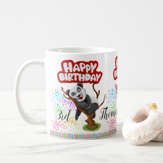 Panda Bear Candles grattis på födelsedagen Mugg (Med munk)