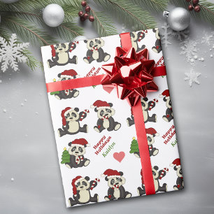 Panda Bear Candy cane Personlig Presentpapper