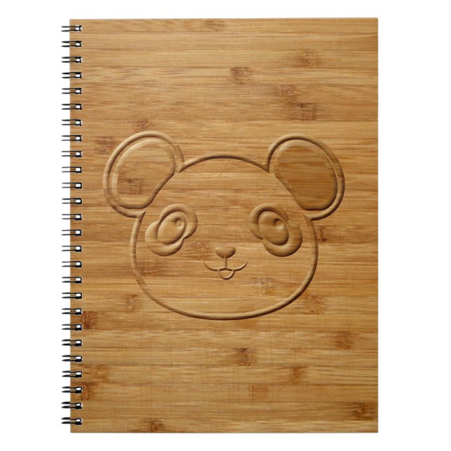 Panda Bear Carved Bamboo Skriv ut Anteckningsbok (Framsidan)