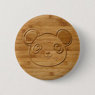 Panda Bear Carved Bamboo Skriv ut Knapp