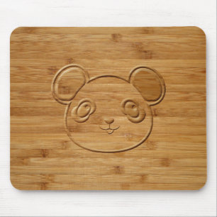 Panda Bear Carved Bamboo Skriv ut Musmatta