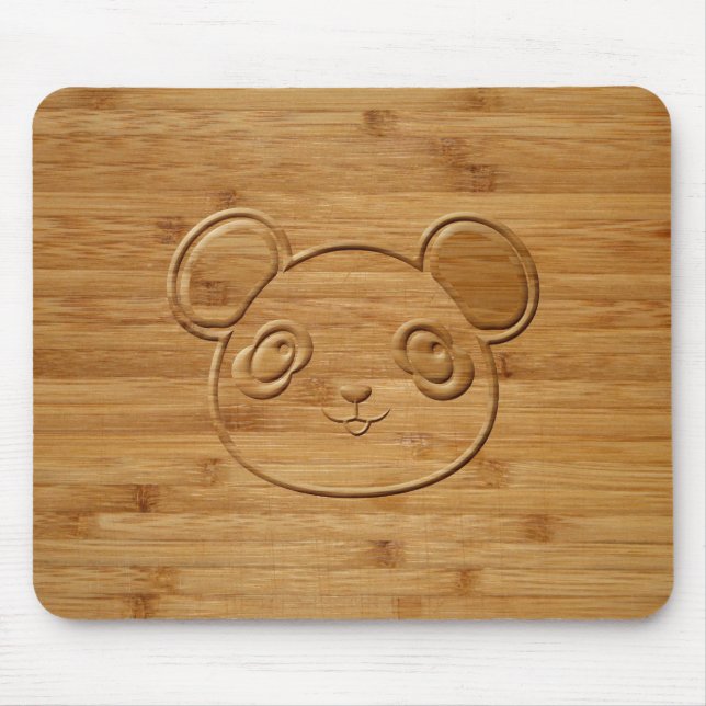 Panda Bear Carved Bamboo Skriv ut Musmatta (Framsidan)