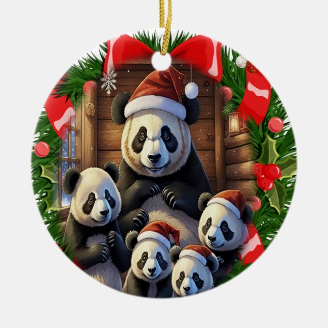 panda Bear christmas Julgransprydnad Keramik (Framsidan)