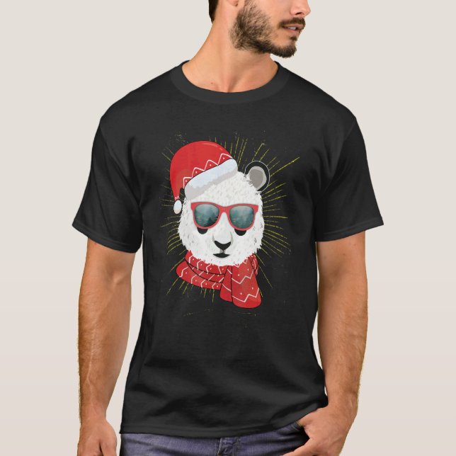 Panda Bear Christmas T Shirt (Framsida)