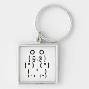 Panda Bear Computer Symbol Fyrkantig Silverfärgad Nyckelring