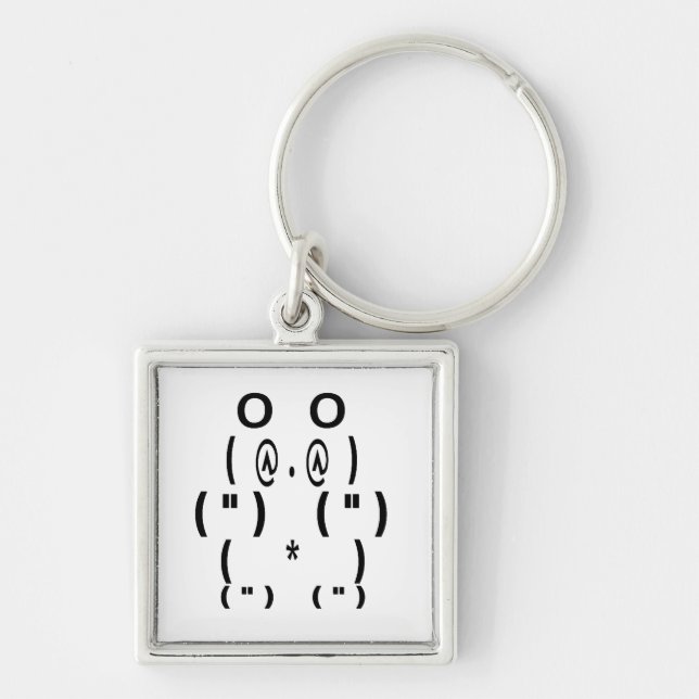 Panda Bear Computer Symbol Fyrkantig Silverfärgad Nyckelring (Framsidan)