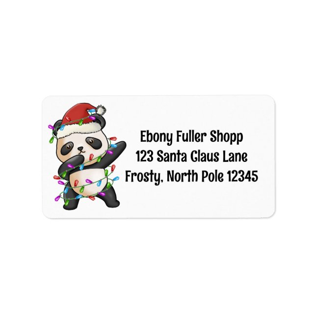 Panda Bear dab dabbin favorit jul ljus Adressetikett (Framsidan)