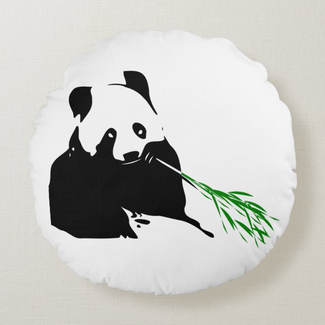 Panda Bear Design. Rund Kudde (Framsidan)