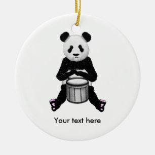 Panda Bear Drum Illustration Julgransprydnad Keramik