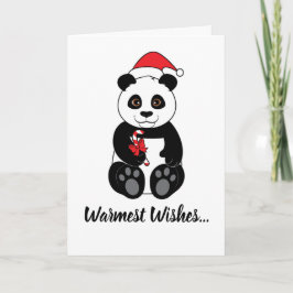 Panda Bear Eating a Candy cane vid jul Helgkort