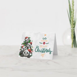 Panda Bear-familjen för julkort Inbjudan