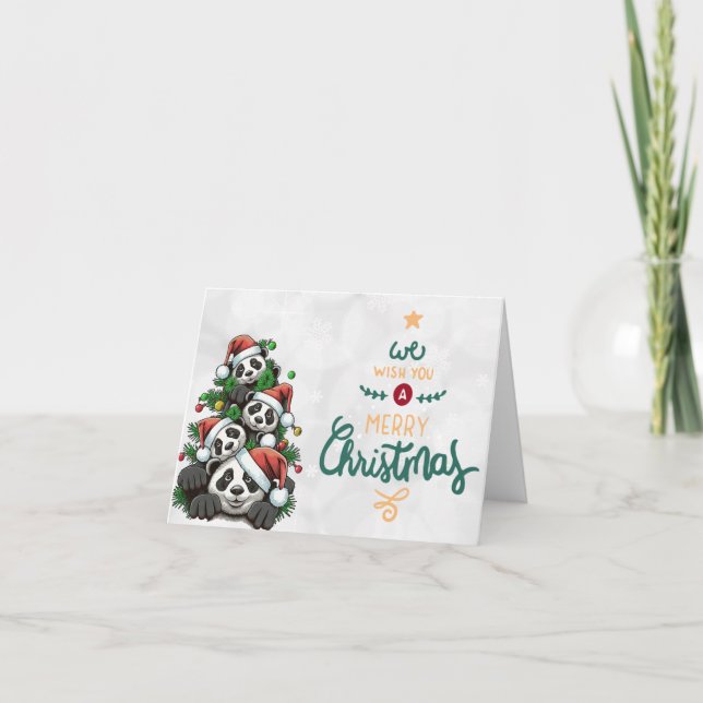 Panda Bear-familjen för julkort Inbjudan (Framsida)