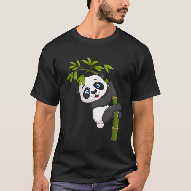 Panda Bear Fånig Djurklättring Bamboo T Shirt (Framsida)