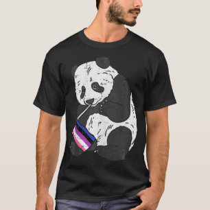 Panda Bear Genderfluid Flagga Pride Icke-binärt HB T Shirt