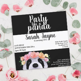 Panda Bear Girl Födelsedagsfest inbjudan