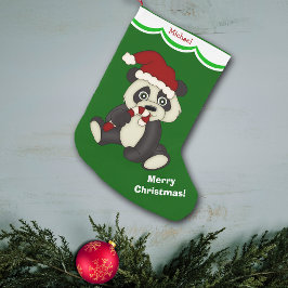 Panda Bear God jul Personlig Liten Julstrumpa