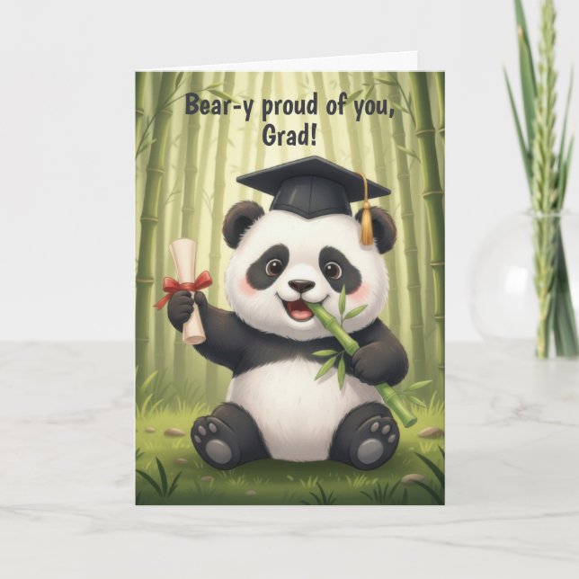 Panda Bear Graduation Card Kort (Framsida)