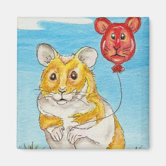 Panda Bear Hamster Balloon Art Magnet (Framsidan)