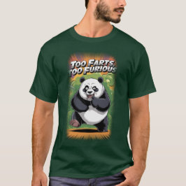 Panda Bear having Fun making Farts on a Green T Shirt