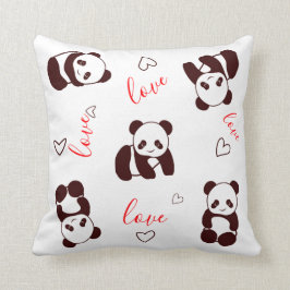 Panda Bear Heart Valentine Day Dekorativ kudde