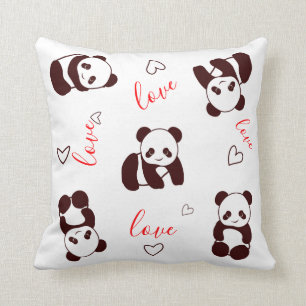 Panda Bear Heart Valentine Day Dekorativ kudde