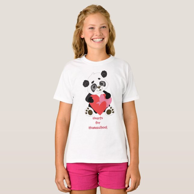 Panda Bear Hearts for Homeschool T Shirt (Hel framsida)