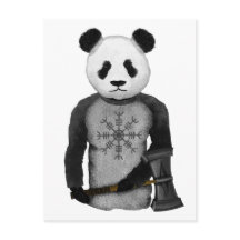 Panda Bear Holding Thors Viking Hammer