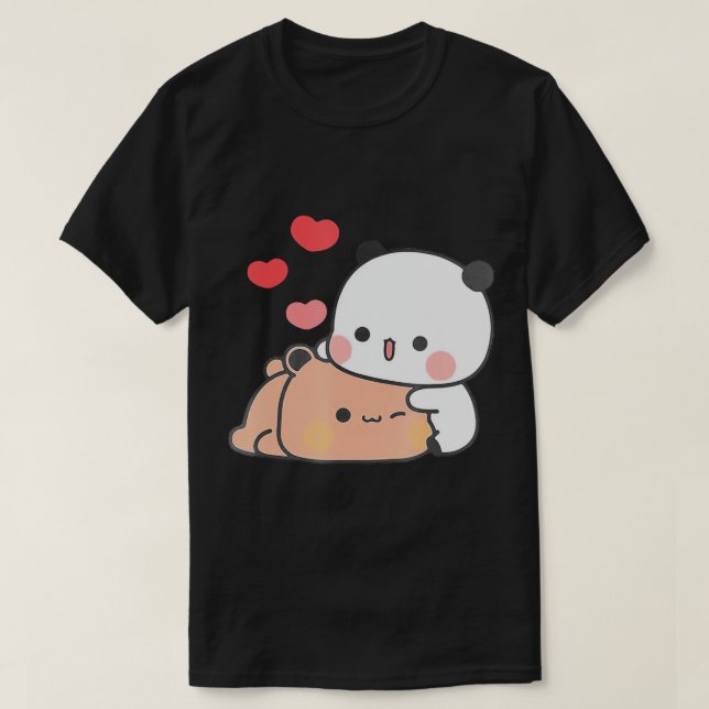 Panda Bear Hug Bubu Dudu Valentines day Roligt Ide T Shirt (Design framsida)